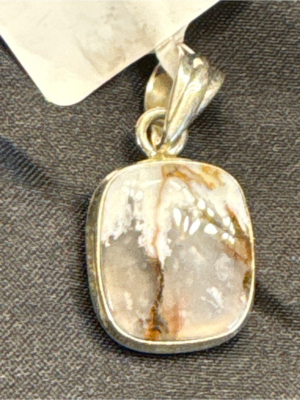 925 Sterling Silver Scenic Dendritic Agate Pendant Landscape Agate Cabochon